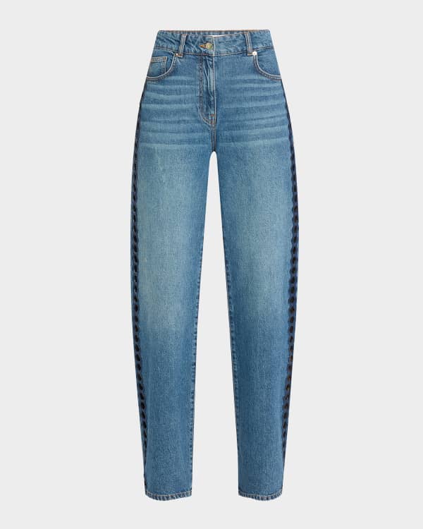 Cinq a Sept Dara Rhinestone Straight-Leg Denim Pants | Neiman Marcus 
