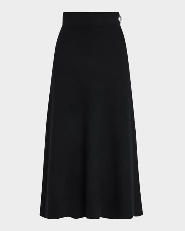 Pleated A-Line Midi Skirt With Statement Buckle Belt main image 1