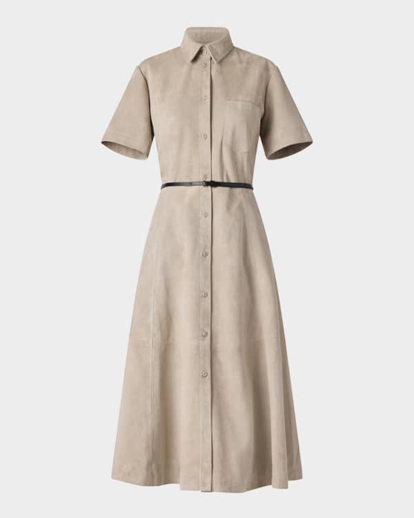 Max Mara Gin Strass Belted Denim Sleeveless Midi Dress