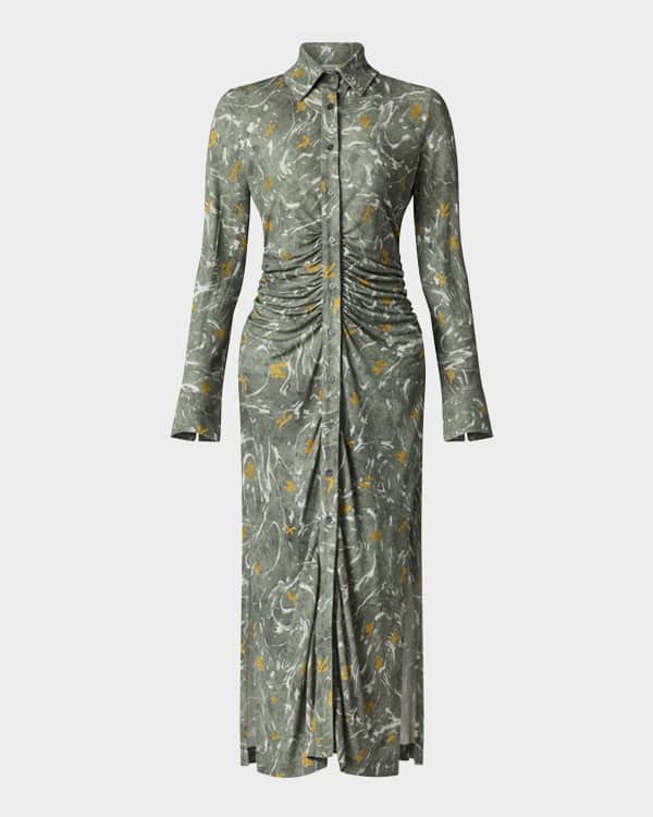 Max Mara Ileana Belted Silk Shirtdress | Neiman Marcus