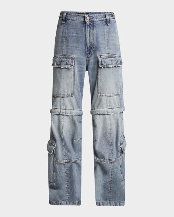 ALAIA Wide-Leg Cargo Trousers with Knit Band | Neiman Marcus