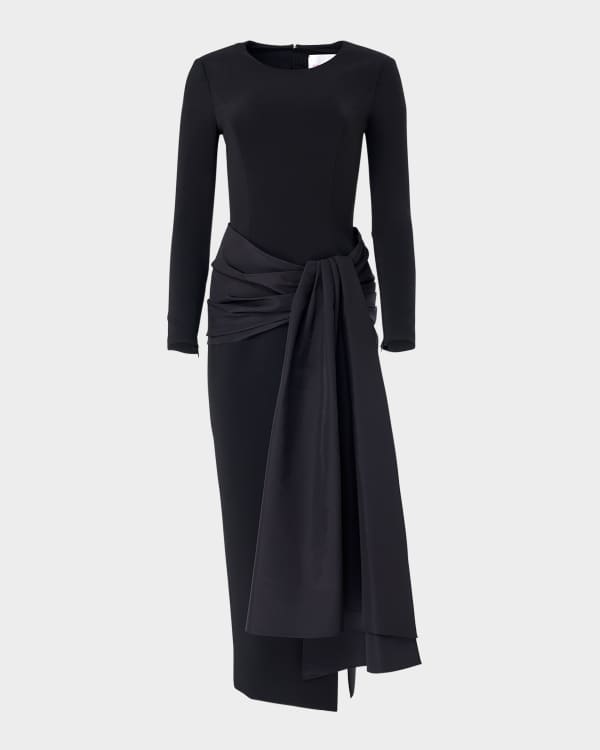 Givenchy Scarf Long-Sleeve Satin Midi Dress | Neiman Marcus
