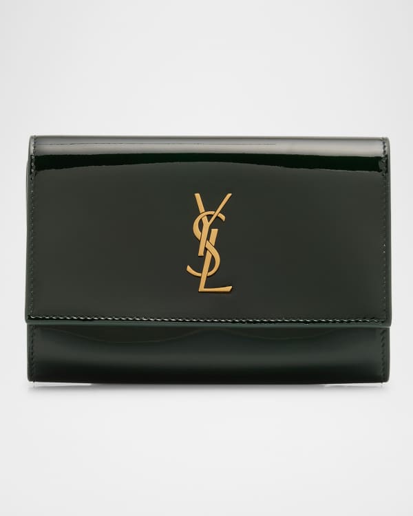 YSL Monogram Ziptop Flap Card Case in Grained Leather