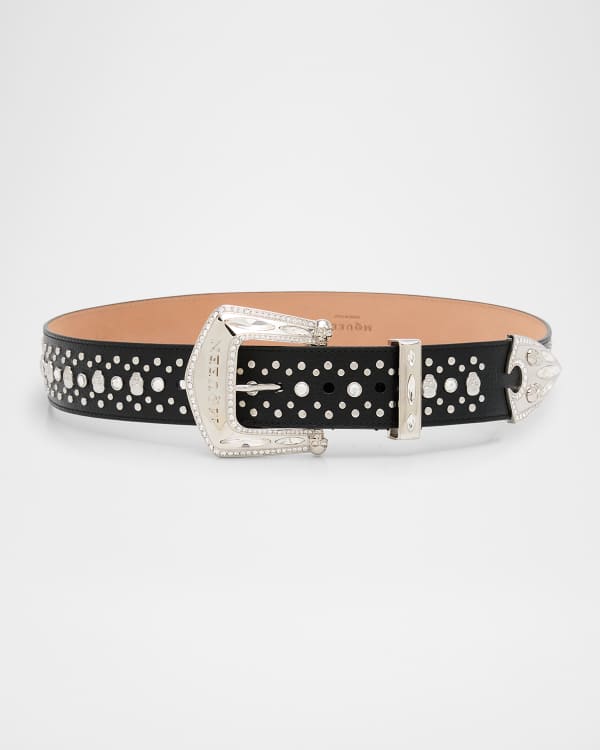 McQueen Studded Thin Double Belt | Neiman Marcus
