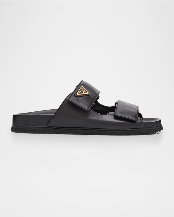 サンダル・ミュール PRADA | Leather strap slides 1XX692_3LEM_F0002_F_020 Prada Leather Dual-Buckle Slide Sandals | Neiman Marcus