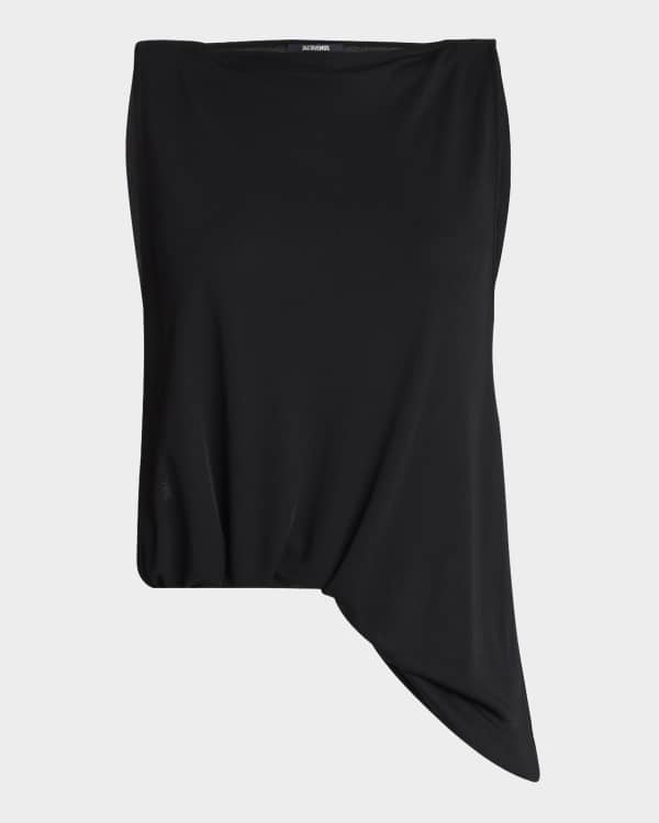 Brandon Maxwell Boat-Neck Tank Top with Silver Hardware Straps