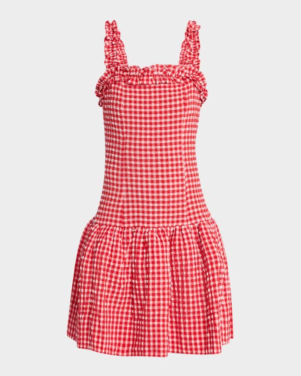 Ganni V-Neck Beaded Panel Mini Dress | Neiman Marcus
