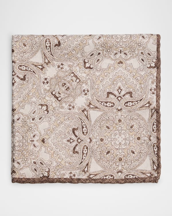 Silk Paisley Pocket Square | Peach