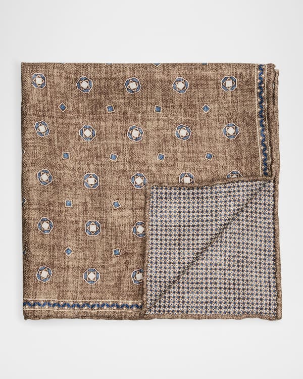 Men's Motif Silk Pocket Square in Light Purple main image 0