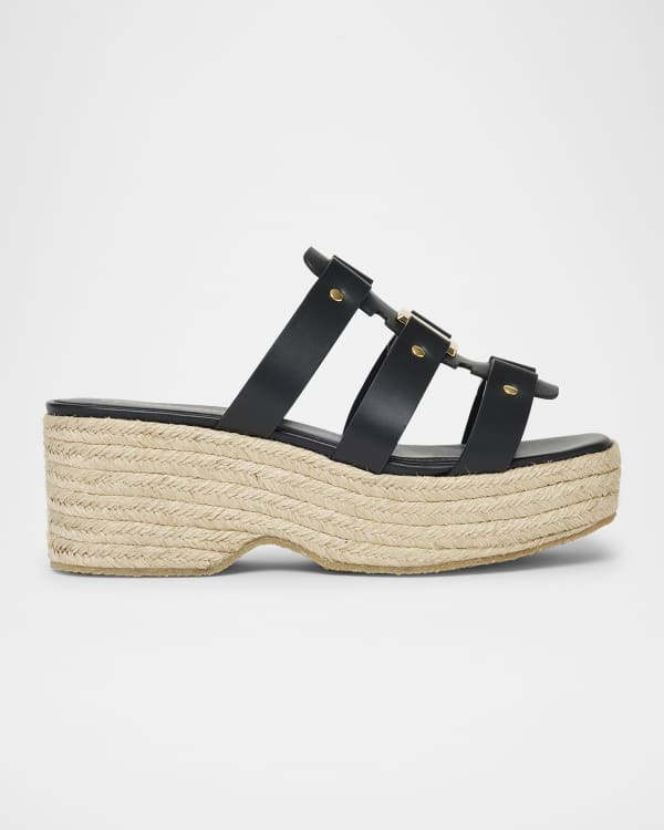 0500~LOVE Platinum Laminated Leather Platform Espadrilles with Logo Engraving 4cm