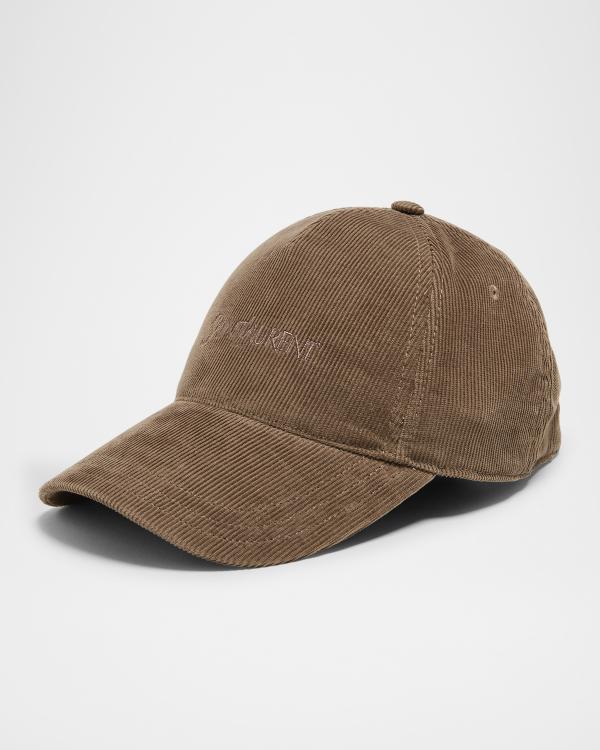 Saint Laurent SL Logo Tweed Baseball Cap | Neiman Marcus
