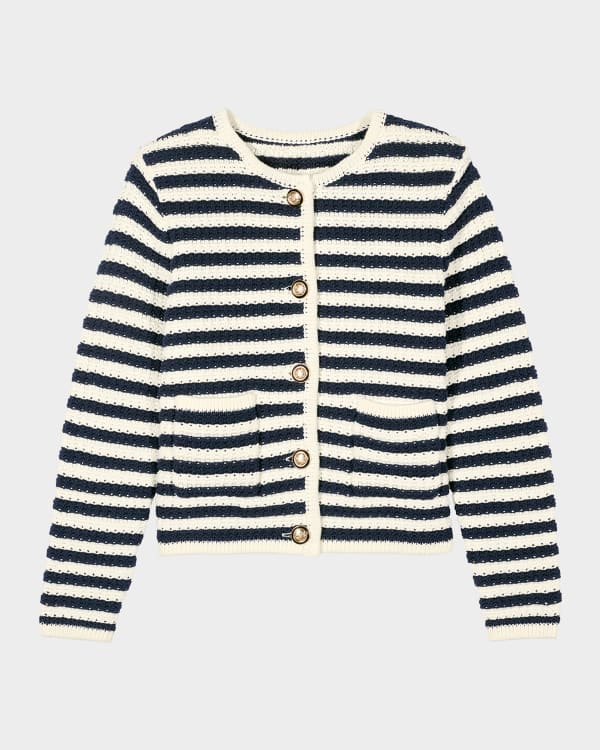 Cinq a Sept Briana Feather-Cuff Knit Cardigan | Neiman Marcus