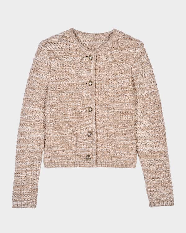 Cinq a Sept Dreama Marnie Feathered-Cuff Cardigan | Neiman