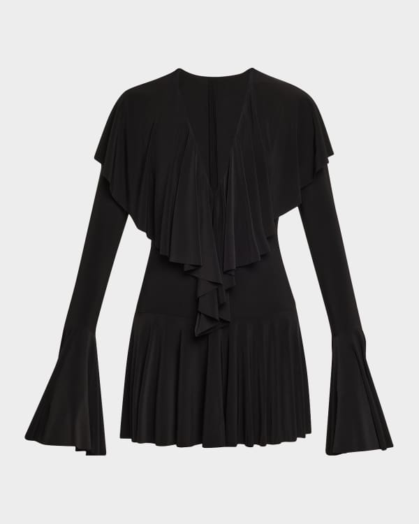 LoveShackFancy Lightning Bell-Sleeve Sequin Mini Dress