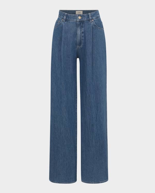 Jean Paul Gaultier High-Rise Topstiched Wide-Leg Denim Pants | Neiman Marcus