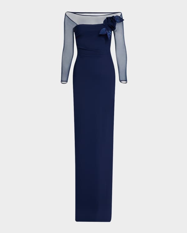 Chiara Boni La Petite Robe Avio One Shoulder Illusion Sleeve Trumpet Gown Neiman Marcus
