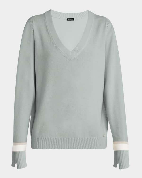 Dolce&Gabbana Cashmere-Silk V-Neck Long Sleeve Sweater | Neiman Marcus