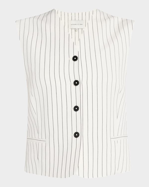 Theory Slim Oxford Crepe Vest | Neiman Marcus