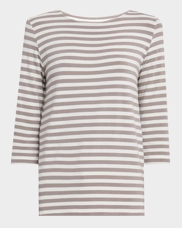 Tシャツ・カットソー MAJESTIC FILATURES Striped linen boat neck T-shirt Majestic Filatures Striped Long-Sleeve Boat-Neck T-Shirt