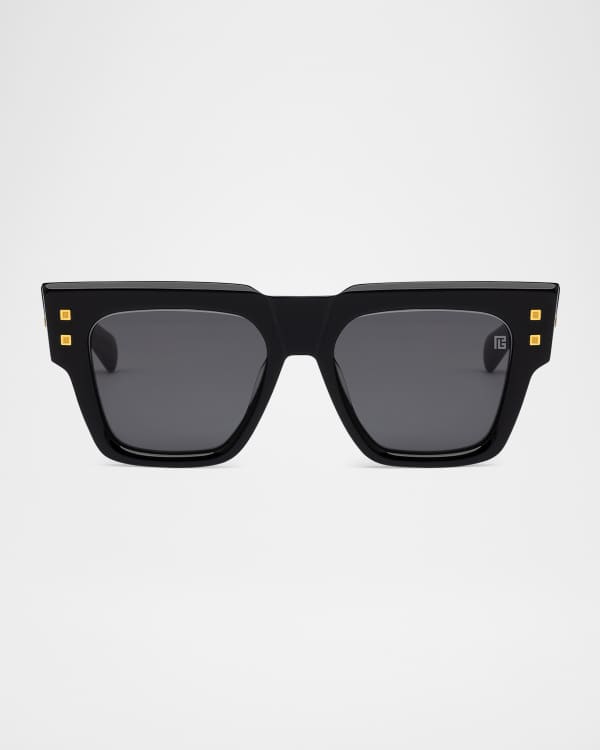 BALMAIN スクエアフレムサンクラス 1019000 0 Balmain Imperial Black Acetate & Titanium Rectangle