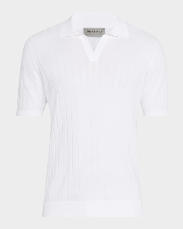 NN.07 Men's Ribbed Zip Polo Shirt | Neiman Marcus