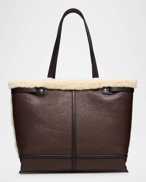 Dries Van Noten Crisp Scarf-Print Leather Tote Bag | Neiman