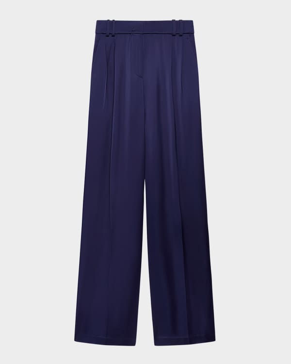 Wide Leg Silk Trousers