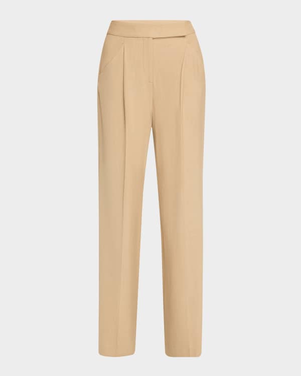 AERON Manuela Belted Wide-Leg Wool Pants | Neiman Marcus