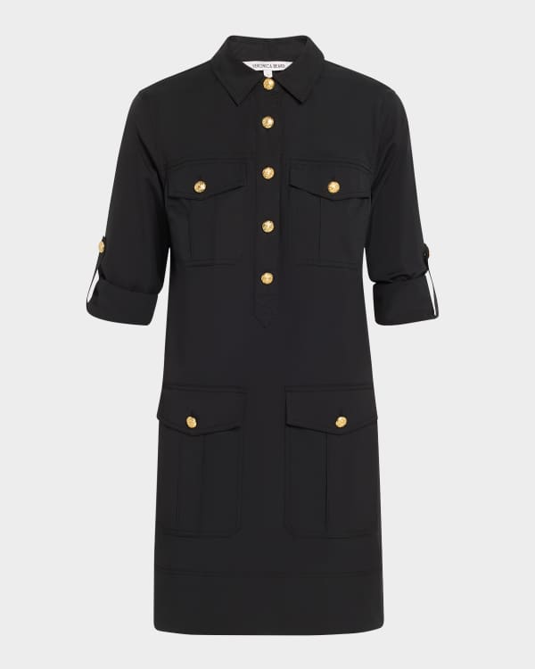 Veronica Beard Trisha Tiered Button-Front Mini Shirtdress