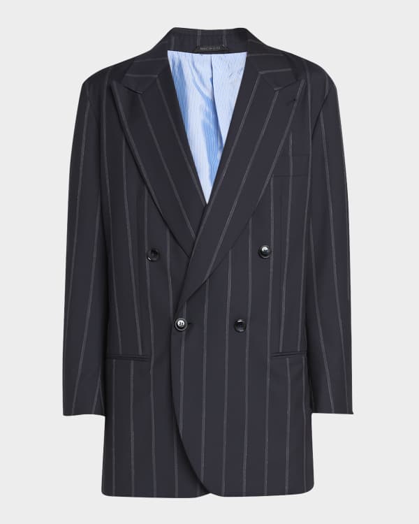 新入荷 Giorgio Armani Classic Peak-Lapel Striped 150s Super Men's スーツ