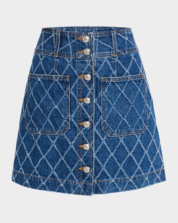 Ganni Leopard-Print Denim Maxi Skirt | Neiman Marcus