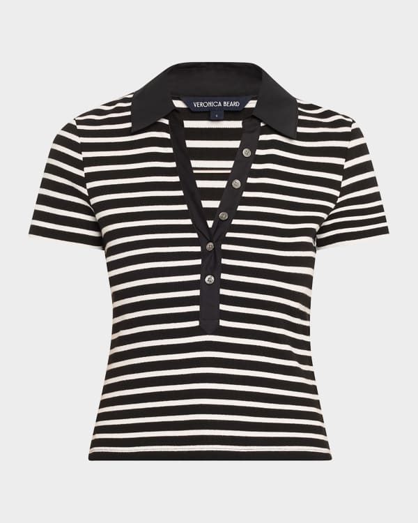A.L.C. Sydney Striped Knit Polo Top | Neiman Marcus