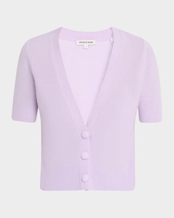 Cinq a Sept Briana Feather-Cuff Knit Cardigan | Neiman Marcus