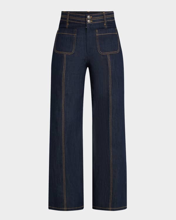 Cinq a Sept Madi Belted Denim Pants | Neiman Marcus