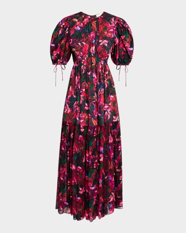 Ulla Johnson Ines Puff-Sleeve Midi Dress | Neiman Marcus