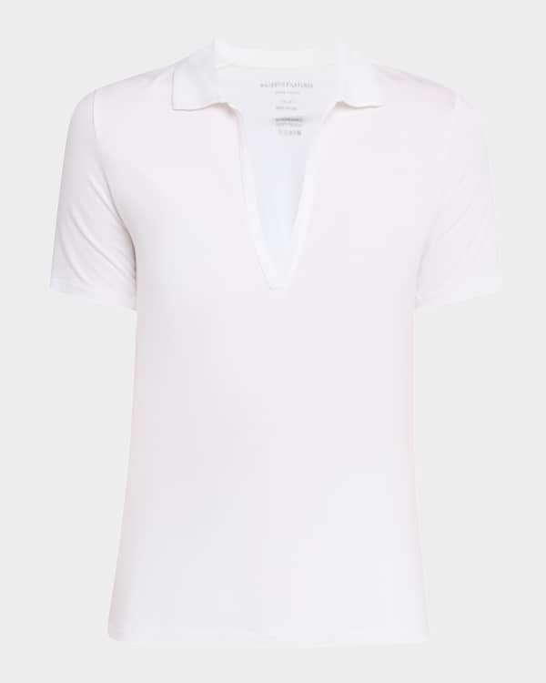 Theory Neo Sag Harbor Cropped Short-Sleeve Polo Shirt