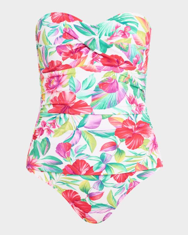 Gottex Costume Intero Donna Bandeau Multicolore Con Pannello Controllo Pancia - Taglie Forti, Ecological Nylon