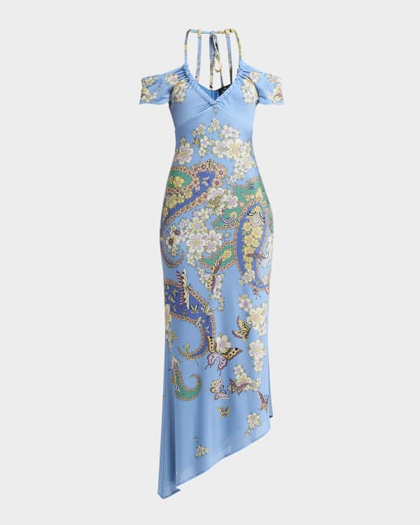 Etro Paisley Brocade Square-Neck Sleeveless Midi Dress