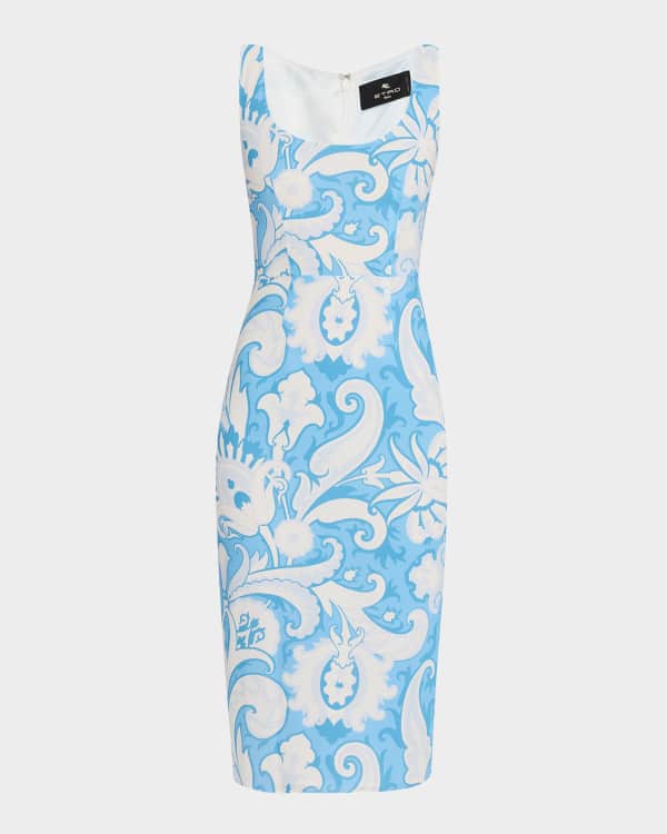 ワンピース Etro Shiny Jersey Sleeveless Dress Etro Lace-Overlay Paisley Jacquard Sleeveless Sheath Dress