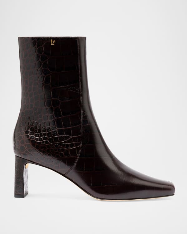 Bill Blass Tina Snake Print Leather Ankle Booties Neiman Marcus