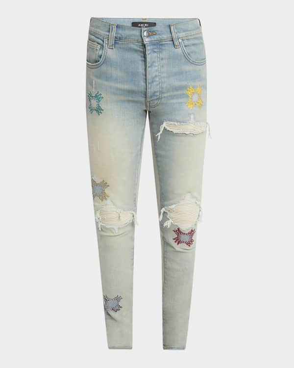 Amiri Men's Snake Applique Skinny Jeans | Neiman Marcus Amiri Men's Snake Applique Skinny Jeans | Neiman Marcus