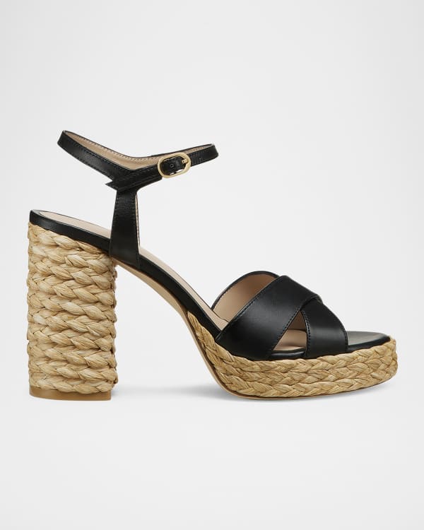 Vince Helena Raffia Lug-Sole Sandals | Neiman Marcus