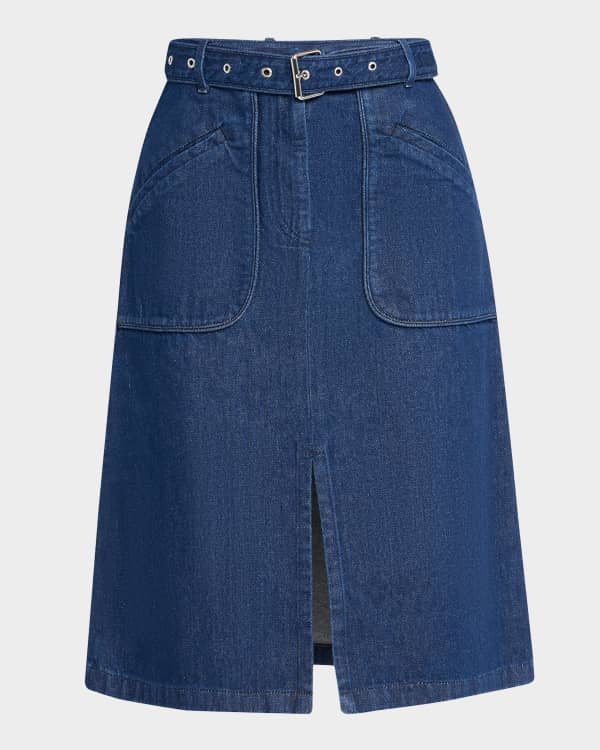 【WOOHWA】DENIM CUT MIDI SK Jason Wu Circle-Cut Denim Midi Skirt | Neiman Marcus