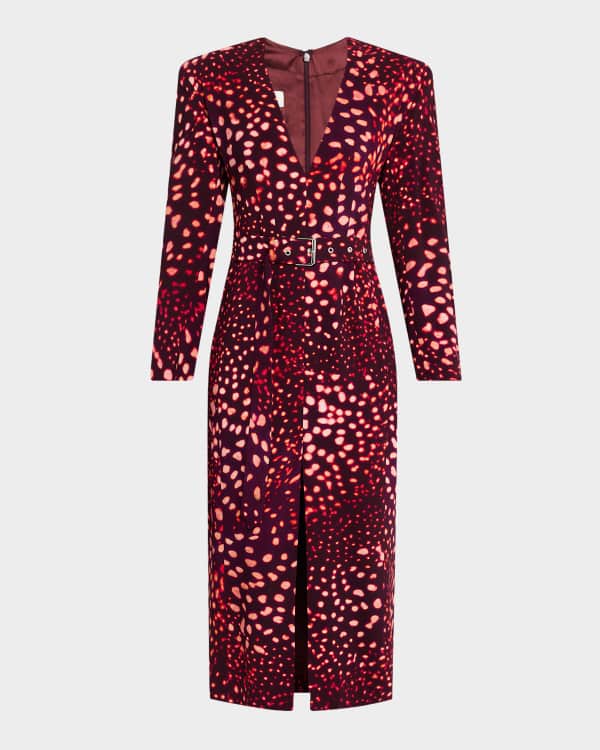 【25SS NEW】DRIES VAN NOTEN/Depal スタッズ装飾プリントドレス Dries Van Noten Depal Studded Midi Printed Sheath Silk Dress