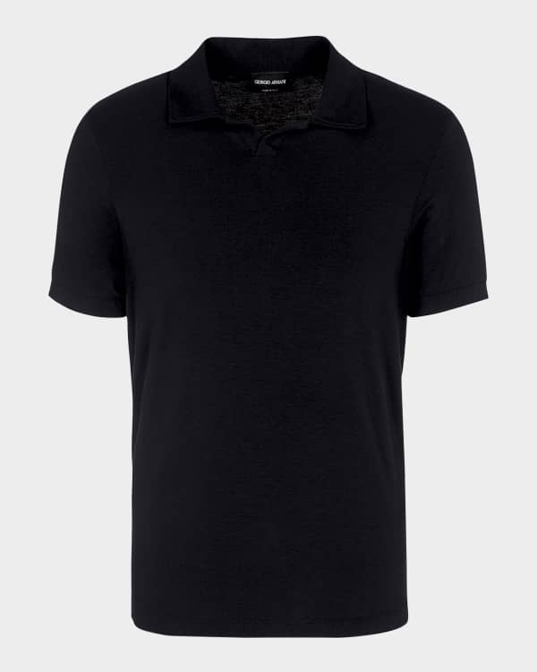 Giorgio Armani Men's Textured Knit Short-Sleeve Quarter-Zip Polo