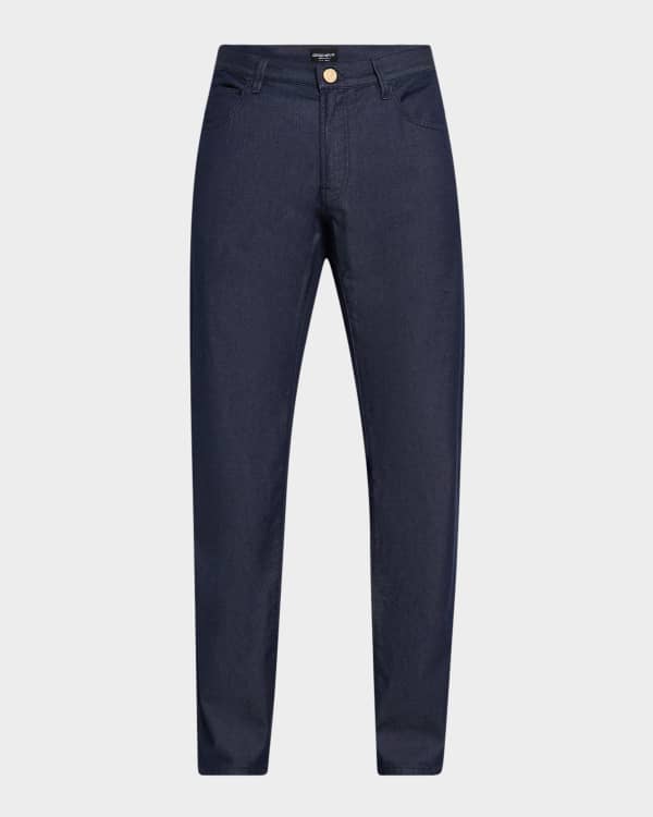 Giorgio Armani Men's Cotton-Silk Stretch Pants | Neiman Marcus