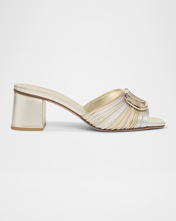Lua Ruched Leather Stiletto Mules
