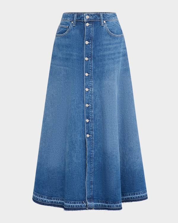 Ganni Leopard-Print Denim Maxi Skirt | Neiman Marcus