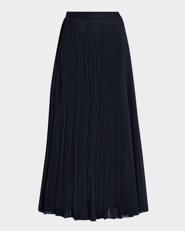 Tory Burch Ruched A-Line Jersey & Chiffon Midi Skirt