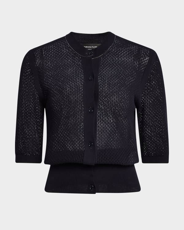 Eileen Fisher Two-Tone Recycled Cotton Knit Cardigan | Neiman Marcus